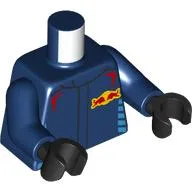 Torso, Racing suit, Red Bulls on Yellow Background Print, Dark Blue Arms, Black Hands / Dark Blue