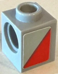 Technic, Brick 1 x 1 with Hole with Red Triangle Pattern Model Left Side (Sticker) - Set 76921