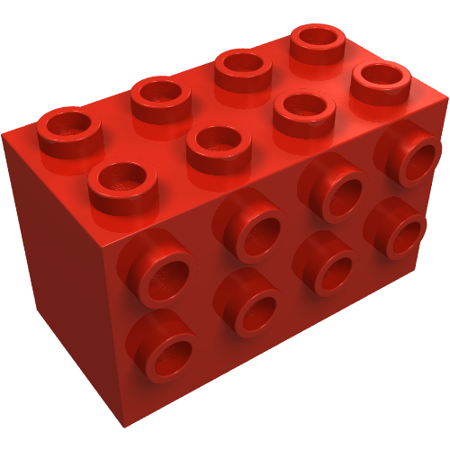 Lego Brick Special 2 x 4 x 2 with Studs on Sides / Red
