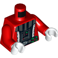 Lego Torso Santa Jacket with White Trim over Darth Vader Chest Panel Print, Red Arms, White Hands / Red