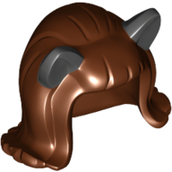 Lego Hair Mid-Length Flipped Ends, Short Bangs, and Cat Ears Black Print / Reddish Brown
