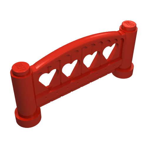 Lego Fabuland Fence 1 x 6 x 2 Rounded / Red