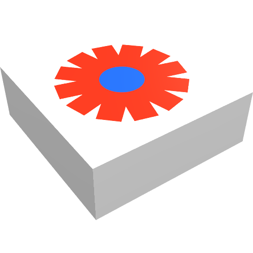 Lego Tile 1 x 1 with Red/Blue Flower Print / White