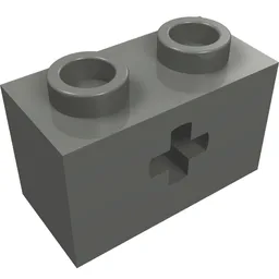 Technic Brick 1 x 2 with Axle Hole Type 1 [+ Opening] and Bottom Ridges / Dark Bluish Gray