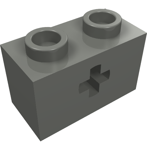 Lego Technic Brick 1 x 2 with Axle Hole Type 1 [+ Opening] and Bottom Ridges / Dark Bluish Gray