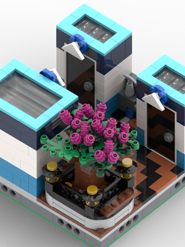 Lego Restroom Plaza with water fountain and a tree