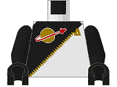 Lego Torso Futuron Uniform with Black Panel, Gold Zipper, and Classic Space Logo Pattern / Black Arms / Black Hands