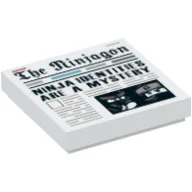 Tile 2 x 2 with Newspaper 'Ninja Identities are a Mystery' Print / White