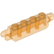 Hinge Brick 1 x 4 Locking with 1 Finger Vertical End and 2 Fingers Vertical End, 9 Teeth / Trans-Orange