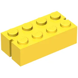 Brick 2 x 4 without Bottom Tubes, Slotted (with 2 slots) / Yellow
