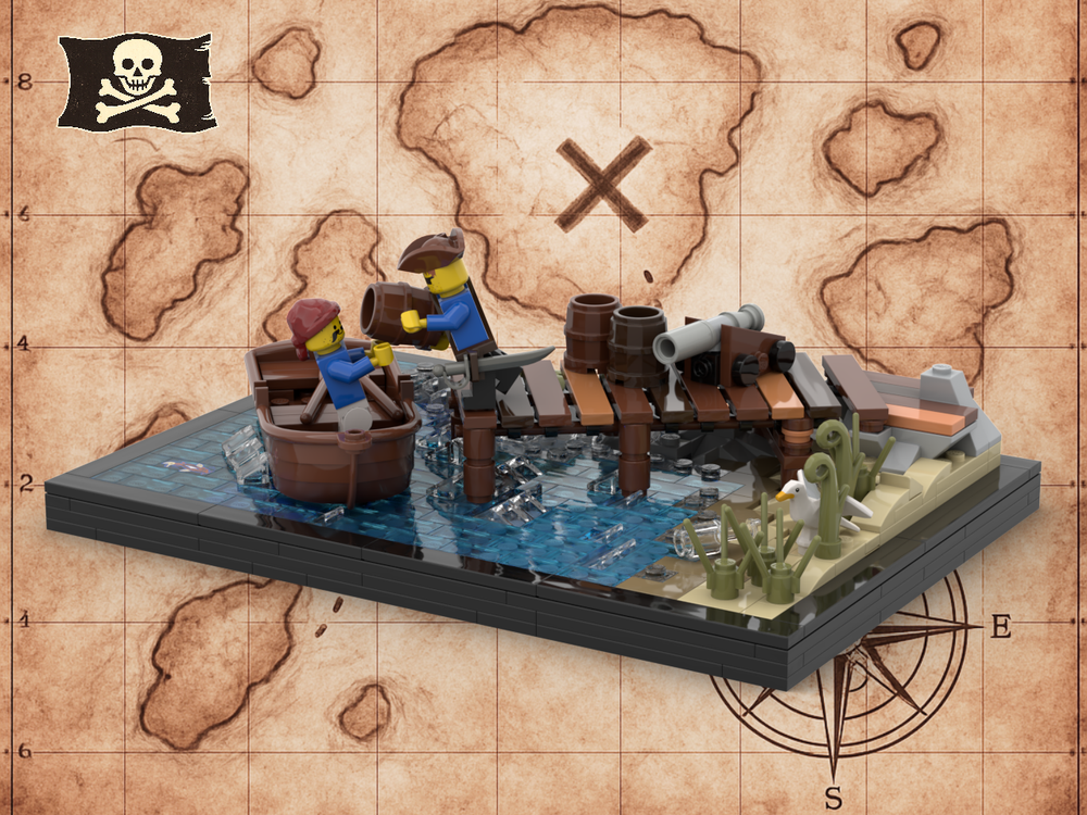 Lego ⚓ Pontoon from the Beach - Master Wood & Water Techniques / Vignette #8 ⚓