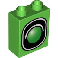 Duplo Brick 1 x 2 x 2 with Traffic Signal Single Print / Bright Green