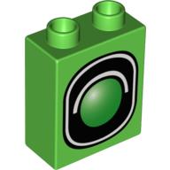 Lego Duplo Brick 1 x 2 x 2 with Traffic Signal Single Print / Bright Green