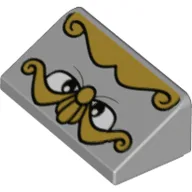 Brick Sloped 30° 1 x 2 x 2/3 with Eyes, Yellow Decorations Print (Chef Bouche) / Light Bluish Gray