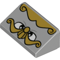 Lego Brick Sloped 30° 1 x 2 x 2/3 with Eyes, Yellow Decorations print (Chef Bouche) / Light Bluish Gray