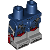 Lego Hips with Dark Blue Legs and Light Bluish Gray Boots Pattern with Straps, Dark Bluish Grey Toes, Red Knee Pads print / Dark Blue