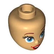 Minidoll Head, Dark Red Eyebrows, Dark Azure Eyes, Red Lips / Warm Tan