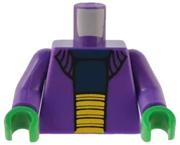 Torso SW Sweater over Dark Blue Shirt and Large Yellow Belt Pattern / Dark Purple Arms / Green Hands