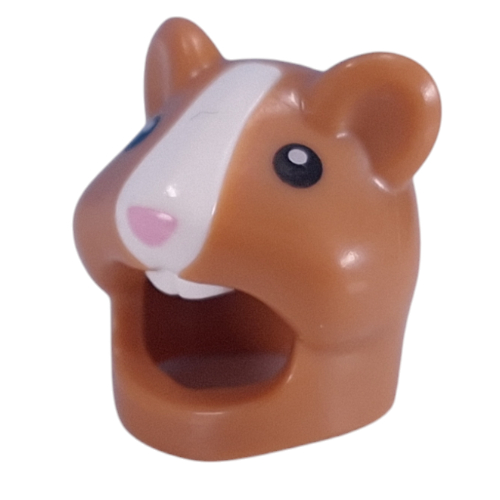 Lego Costume / Mask, Hamster with White Strip, Bright Pink Nose, Black Eyes print / Medium Nougat