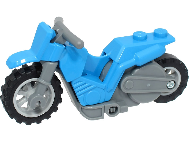 Lego Stuntz Flywheel Motorcycle Dirt Bike with Dark Bluish Gray Frame, Light Bluish Gray Wheels, and Dark Bluish Gray Handlebars
