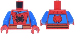 Torso Black Spider, Dark Red Webbing, Dark Azure Side Panels, Dark Orange Belt, Silver Buckle, Red Spider on Back Pattern / Blue Arms / Red Hands