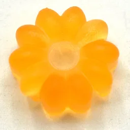 Clikits Icon, Flower 2 x 2 Small, 10 Petals with Hole [Frosted] / Trans-Flame Yellowish Orange