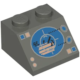 Brick Sloped 45° 2 x 2 with Blue/Copper Radar Display Print / Dark Gray