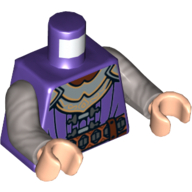 Lego Torso Laketown Guard Uniform Print, Flat Silver Arms, Light Nougat Hands / Dark Purple