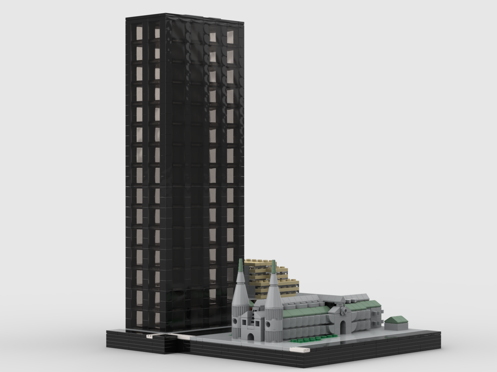 Lego Olympic Tower and St Patricks Cathedral at 1/650th Scale