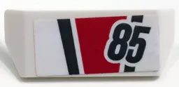Vehicle, Spoiler with Bar Handle with '85', Dark Bluish Gray and Red Stripes Pattern (Sticker) - Set 60145