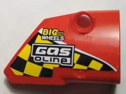 Technic, Panel Fairing # 2 Small Smooth Short, Side B with Black and Yellow Squares, 'BIG big WHEELS', 'GASoline' Pattern (Sticker) - Set 42005
