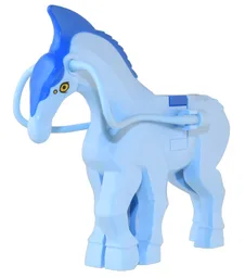 Direhorse with Blue Crest, Mane, and Tail, and Yellow Eyes Pattern