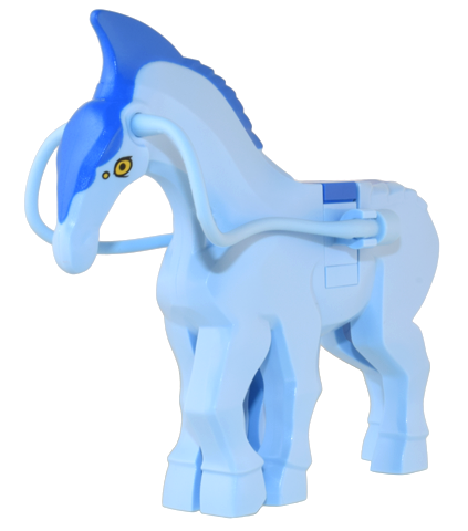 Lego Direhorse with Blue Crest, Mane, and Tail, and Yellow Eyes Pattern