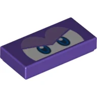 Tile 1 x 2 with Angry Blue Eyes (Spiny Cheep Cheep) Print / Dark Purple