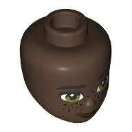 Minidoll Head, Eyebrows, Olive Green Eyes, Dark Red Freckles / Umber Brown