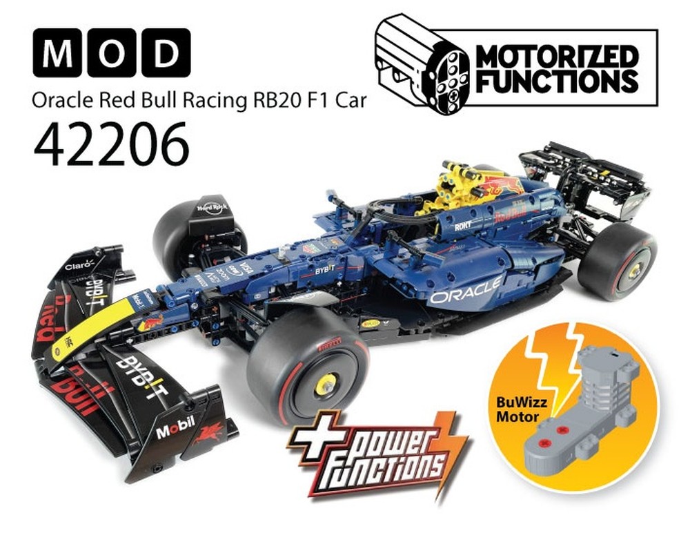 Lego 42206 Oracle Red Bull Racing RB20 F1 Car RC MOD for Power Function & BuWizz Mortors