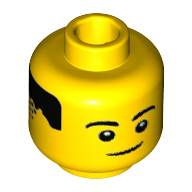 Lego Minifig Head, Eyebrows, Hair on Back, Smile Print / Yellow