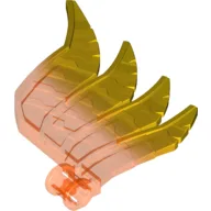 Large Figure Wing, Feathered with Axle Hole and Marbled Trans-Yellow Pattern / Trans-Neon Orange