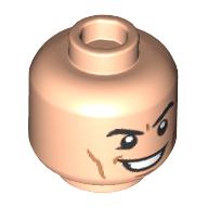 Lego Minifig Head Loki, Eyebrows, Cheek Lines, Grin with Clenched Teeth / Mouth Guard Print / Light Nougat