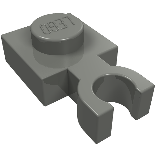 Lego Plate Special 1 x 1 with Clip Vertical [Thin U Clip] / Dark Bluish Gray
