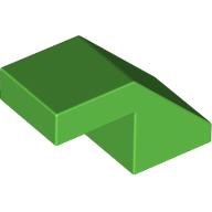 Lego Brick Sloped 45° 2 x 1 with 2/3 Inverted Cutout and no stud / Bright Green