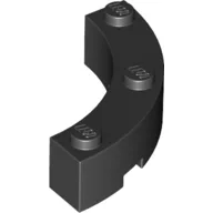 Brick Round Corner 4 x 4 Macaroni Wide with 3 Studs / Black