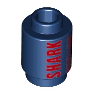 Brick Round 1 x 1 with Red 'SHARK REPELLENT' and No Sharks Sign Print
