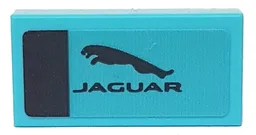 Tile 1 x 2 with Black Stripe and 'JAGUAR' on Medium Azure Background Pattern (Sticker) - Set 76898 / Medium Azure