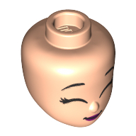 Lego Minidoll Head with Closed Eyes, Dark Pink Lips / Light Nougat