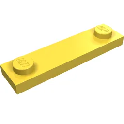 Plate Special 1 x 4 with 2 Studs with Groove [New Underside] / Yellow