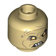Lego Minifig Head Gothmog, Dark Tan Creases, Yellow Eyes, Angry Print / Tan