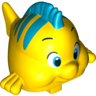 Lego Duplo Animal Fish with Large Eyes and Stripes on Top Print (Flounder / Fabius) / Yellow