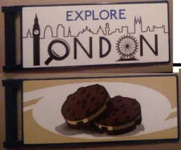 Flag 7 x 3 with Bar Handle with 'EXPLORE LONDON' / Biscuits Pattern Model Left Side (Stickers) - Set 10258
