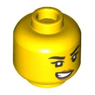 Minifig Head, Medium Nougat Lips, Lopsided Grin / Scared Print / Yellow